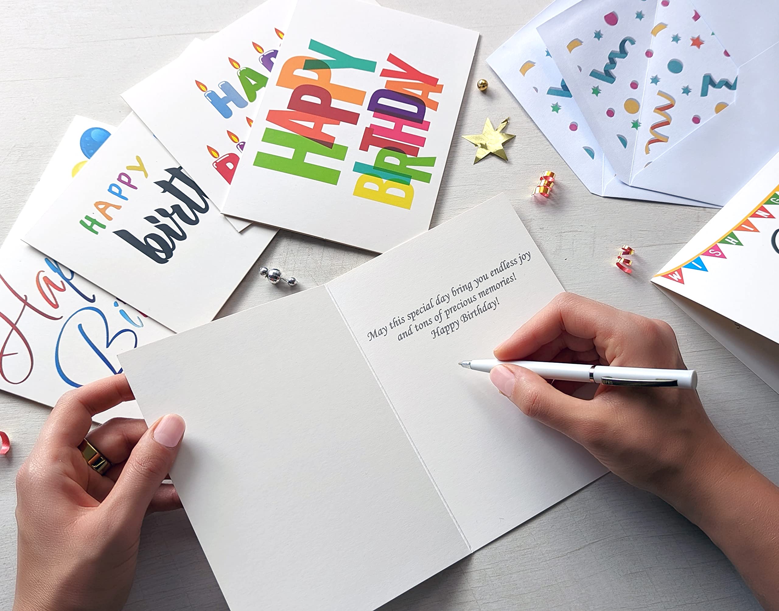 Amazon | Happy Birthdayカード100枚 バルク Lサイズ 5 x 7インチ